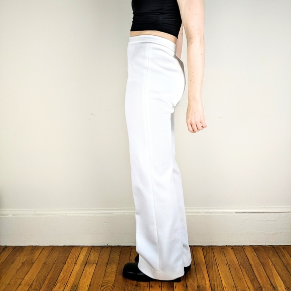 VTG 70s White High Waisted Straight Leg Trousers - Picture 9 of 12